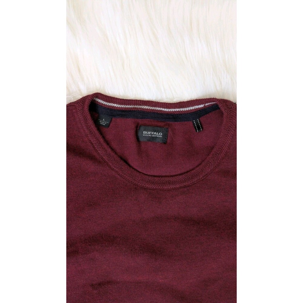 Buffalo David Bitton Burgundy Sweater Men’s Large Crewneck Pullover - Picture 2 of 9